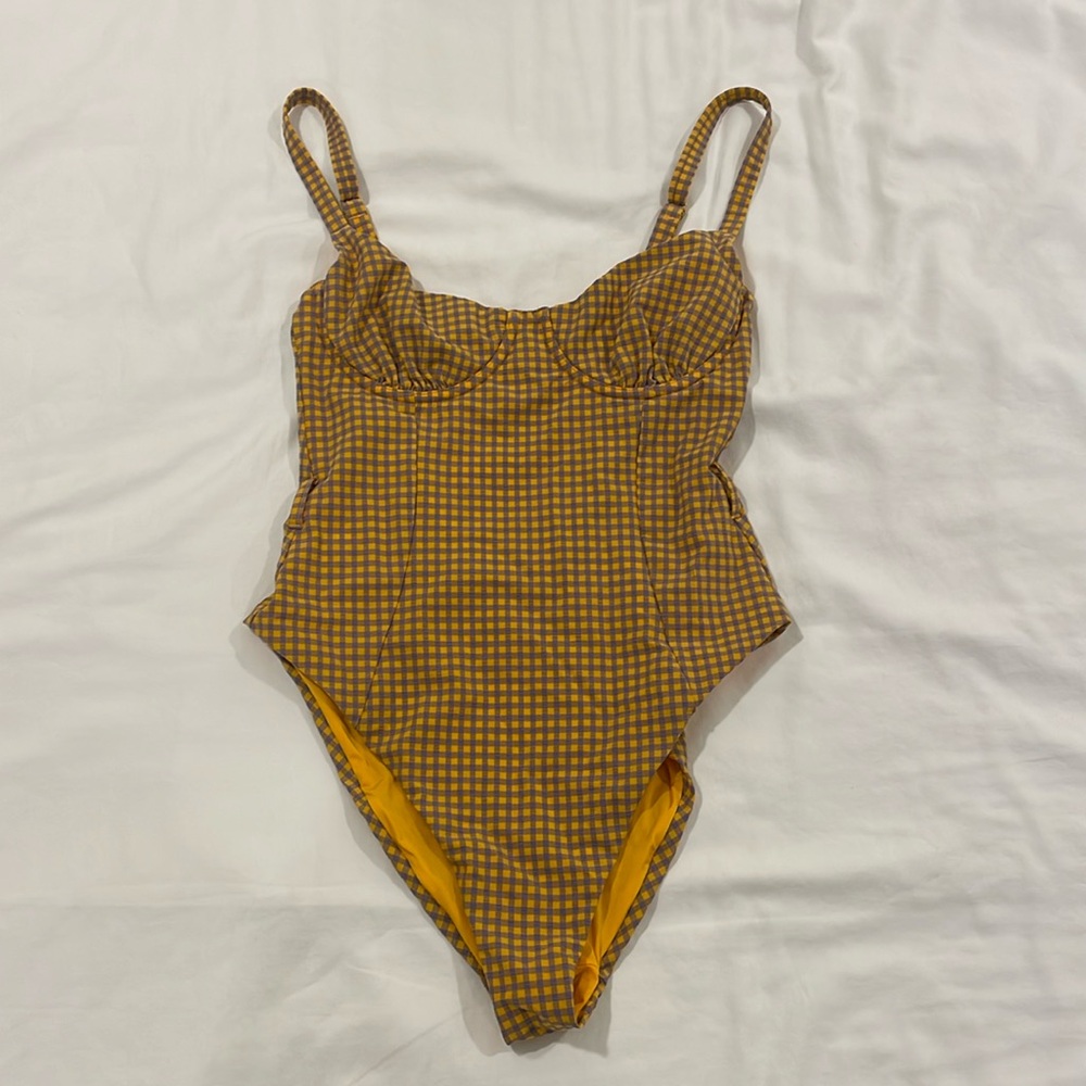 WeWoreWhat Yellow & Purple Plaid One Piece Size S